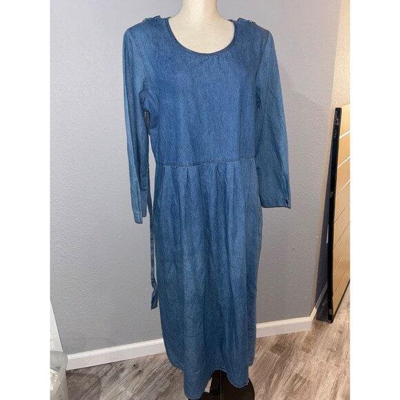 Stuart Alan Vintage Denim Chambray Vest Layered Maxi Dress size 14 Western - Picture 10 of 12